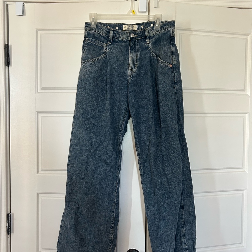 We The Free Blue Straight Leg Adjustable Jeans